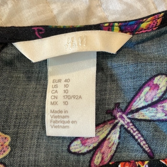 H&M Black Floral Ruffle Sleeve Dress 10 - Picture 7 of 10